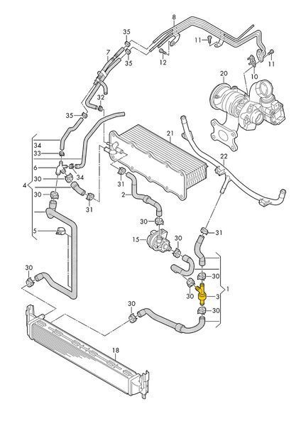 T-kąt 1K0121087Q dla Audi, Seat, Skoda, VW ze stali nierdzewnej