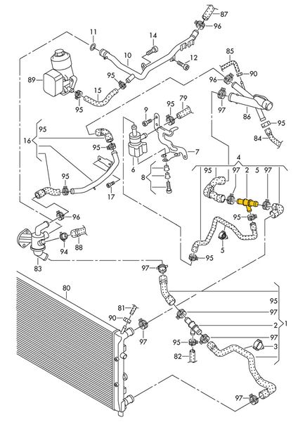 T-kąt 6R0122101BC Pasuje do Audi, Seat, Skoda, Vw. Stal nierdzewna