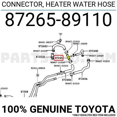 Патрубок охолодження 87265-89110 Toyota з нержавіючої сталі Р1553 фото