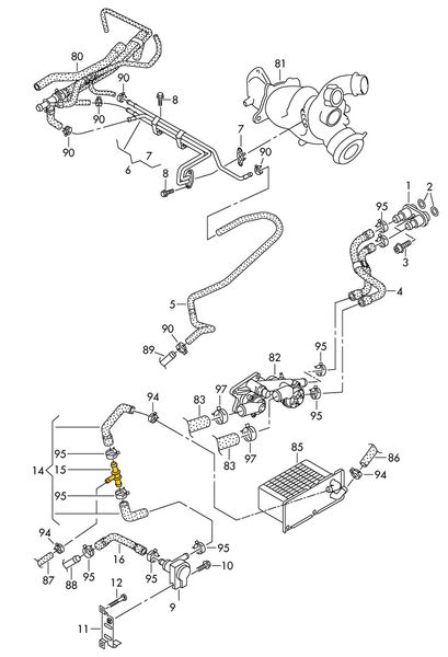 T-piece 1K0122063P Suitable for Seat, Vw. Stainless Steel