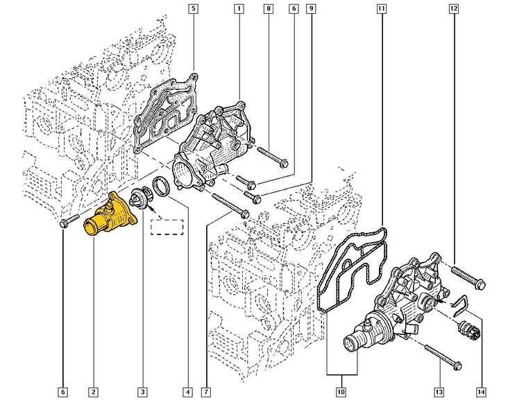 Thermostat housing 8200489586 Suitable for Dacia, Renault. Stainless Steel