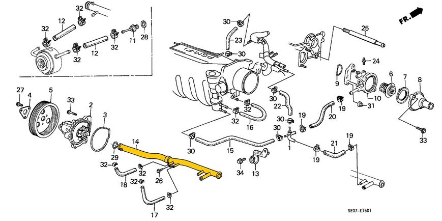 Cooling pipe 19505PJ0660 Suitable for Honda. Stainless Steel