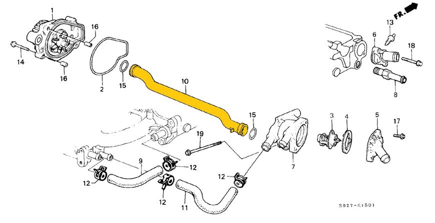 Cooling pipe 19505PE0000 Suitable for Honda. Stainless Steel