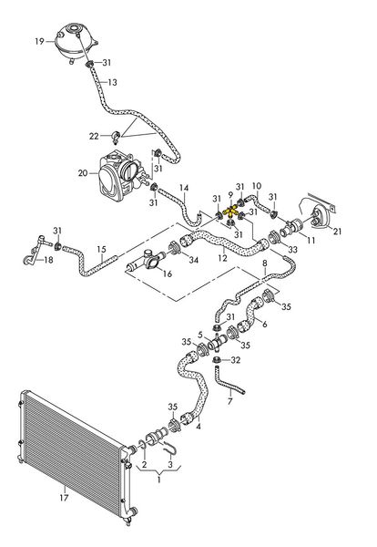 T-piece 6Q0121619 Suitable for Seat, Vw. Stainless Steel