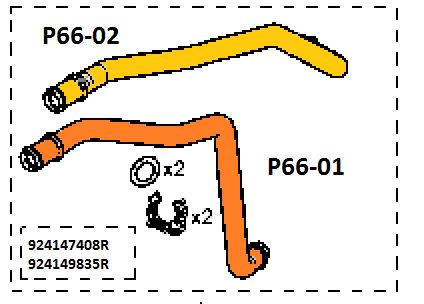 Heating tubes 924149835R Suitable for Dacia, Renault. Stainless Steel