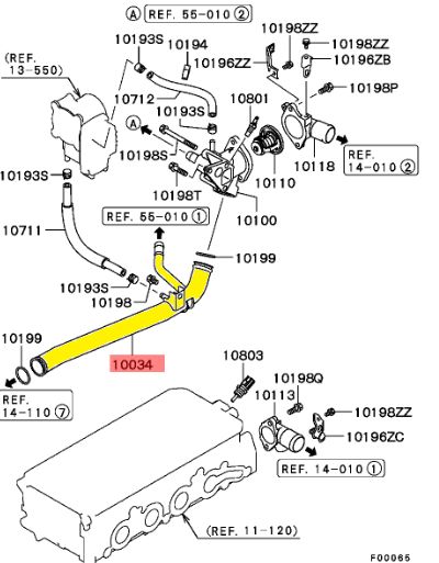 Cooling pipe MN155162 Suitable for Mitsubishi. Stainless Steel