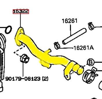 Cooling pipe 16322-15040 Suitable for Toyota. Stainless Steel