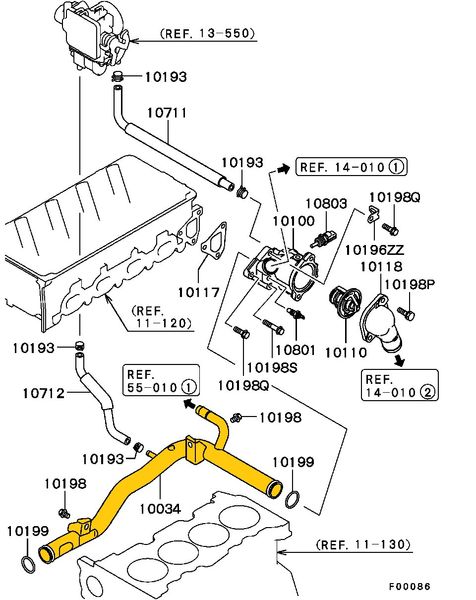 Cooling pipe md378882 Suitable for Mitsubishi. Stainless Steel