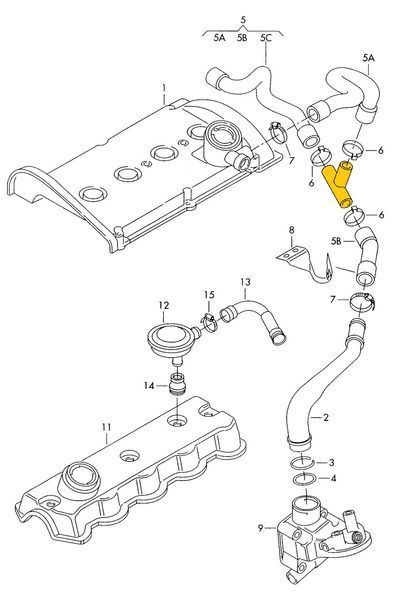 T-piece 06A103474A for Audi, Seat, Skoda, VW from stainless steel
