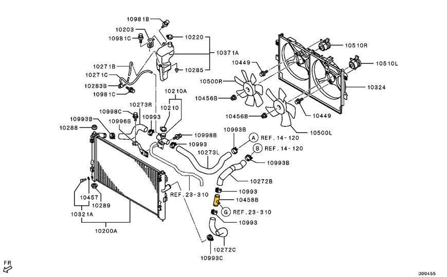 The radiator T-piece 1370A627 Suitable for Mitsubishi. Stainless Steel