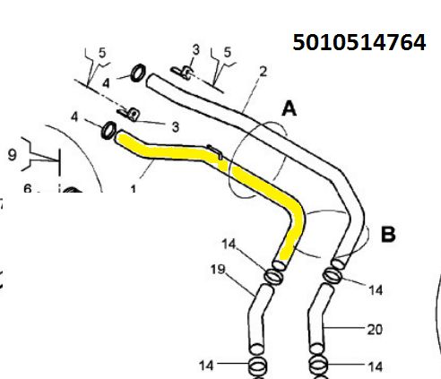 Rura retardera 5010514764 Pasuje do Renault. Stal nierdzewna