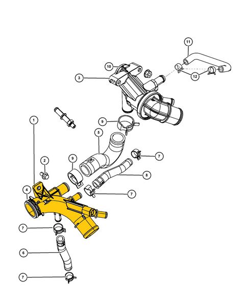 T-piece 68029442AB 68029442AA Suitable for Dodge, Jeep. Stainless Steel